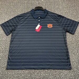 Auburn Tigers NCAA Polo Shirt Men XXL Striped Foco Short Sleeve Collared New 2XL